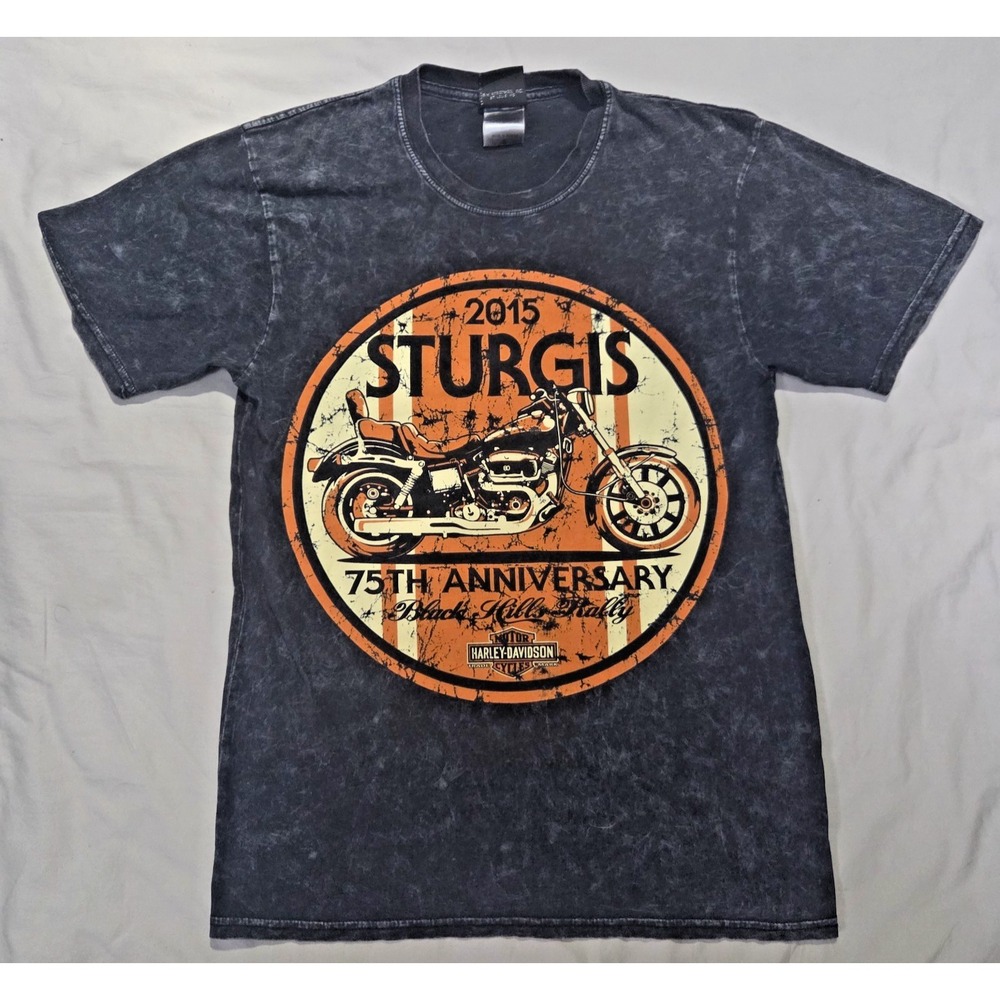 Harley Davidson 75TH anniversary Sturgis SD Sz S Graphic Tee Shirt Motorcycle